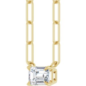 14K Yellow 5/8 CT Lab-Grown Diamond Solitaire 16" Necklace-Lab-Grown Diamond-6 X 4Mm :: 5/8 Ct