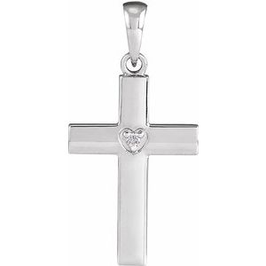 Sterling Silver .015 CT Natural Diamond Engravable Cross Pendant-Natural Diamond-1.5Mm :: 0.015 Ct