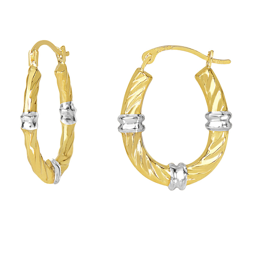 10K Gold Station Hoop Earring-Two-tone | Hinged