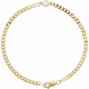 14K Yellow .07 CT Lab-Grown Diamond Link 7" Bracelet-Round-2.65 Mm