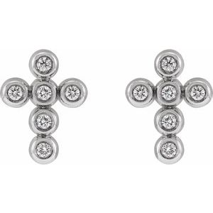 14K White .08 CTW Natural Diamond Cross Earrings-1.2 Mm-14K White