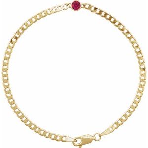 14K Yellow Lab-Grown Ruby Link 7" Bracelet-Round-4 Mm