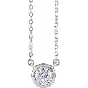 14K White 1/2 CTW Lab-Grown Diamond Adjustable 16-18" Necklace-Lab-Grown Diamond-4.9Mm :: 1/2 Ctw