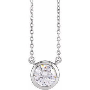 14K White 1 CTW Lab-Grown Diamond Adjustable 16-18" Necklace-Lab-Grown Diamond-6.5Mm :: 1 Ctw