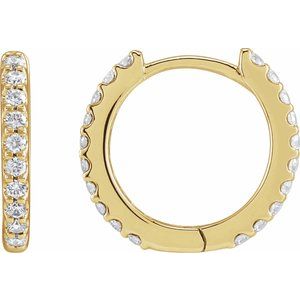 14K Yellow 1/3 CTW Lab-Grown Diamond 12.6 mm Hoop Earrings-Round-12.6 Mm
