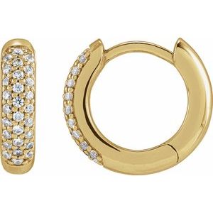 14K Yellow 1/4 CTW Lab-Grown Diamond 12 mm Hinged Hoop Earrings-Round-12 Mm