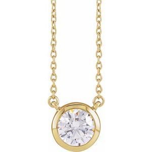 14K Yellow 1 CTW Lab-Grown Diamond Adjustable 16-18" Necklace-Lab-Grown Diamond-6.5Mm :: 1 Ctw
