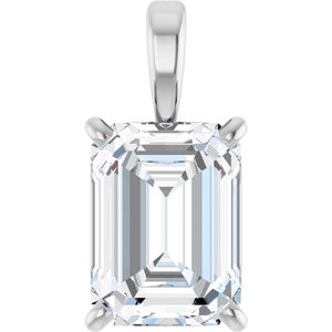 14K White 1 CT Lab-Grown Diamond Pendant-Lab-Grown Diamond-7 X 5Mm :: 1 Ct
