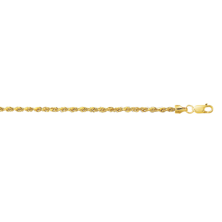 10K Gold 2.0mm Lite Rope Chain -Yellow | Lobster