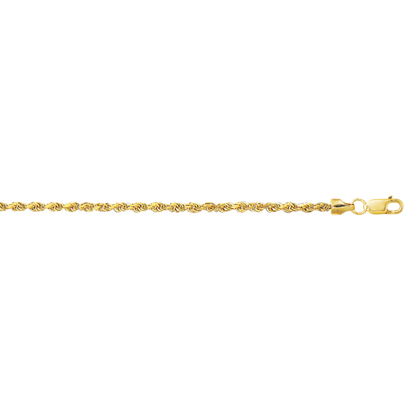 10K Gold 2.0mm Lite Rope Chain -Yellow | Lobster