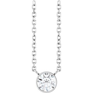14K White 1/5 CT Natural Diamond 16-18" Necklace-Natural Diamond-4Mm :: 1/5 Ct
