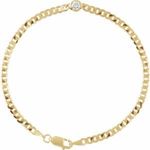 14K Yellow 1/5 CT Natural Diamond Link 7" Bracelet-Round-4 Mm