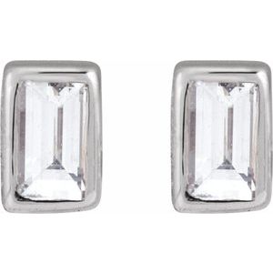 14K White .03 CT Natural Diamond Stud Earring-2.5 X 1.5 Mm-14K White