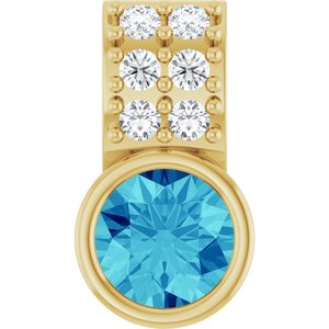 14K Yellow Natural Blue Zircon & .04 CTW Natural Diamond Pendant-Natural Blue Zircon-4Mm :: 0.04 Ctw