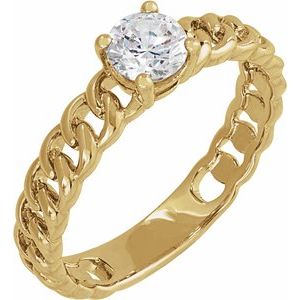 14K Yellow 1/2 CT Lab-Grown Diamond Solitaire Ring-Round-5 Mm