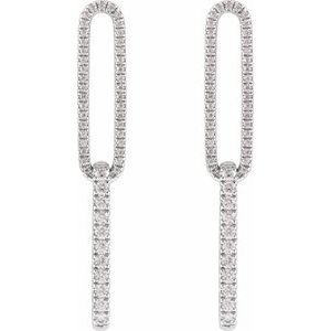 14K White 1/2 CTW Lab-Grown Diamond Elongated Link Earrings-1.4 Mm-14K White