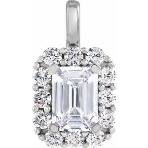 14K White 1 1/2 CTW Lab-Grown Diamond Halo-Style Pendant-Lab-Grown Diamond-7 X 5Mm :: 1 1/2 Ctw