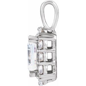 14K White 1 1/2 CTW Lab-Grown Diamond Halo-Style Pendant-Lab-Grown Diamond-7 X 5Mm :: 1 1/2 Ctw