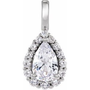 14K White 1 1/2 CTW Lab-Grown Diamond Halo-Style Pendant-Lab-Grown Diamond-8 X 5.5Mm :: 1 1/2 Ctw