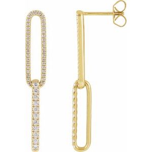 14K Yellow 1/2 CTW Lab-Grown Diamond Elongated Link Earrings-1.4 Mm-14K Yellow
