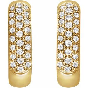 14K Yellow 1/2 CTW Lab-Grown Diamond Hoop Earrings-Round-15.1 Mm