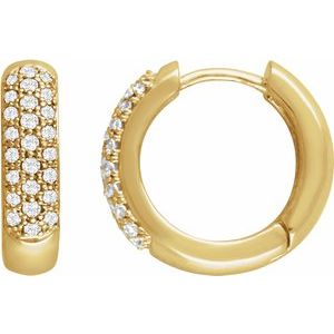 14K Yellow 1/2 CTW Lab-Grown Diamond Hoop Earrings-Round-15.1 Mm
