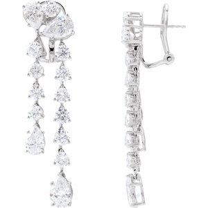 14K White 9 1/2 CTW Lab-Grown Diamond Dangle Earrings-Pair-8 X 5Mm :: 9 1/2 Ctw