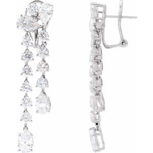 14K White 9 1/2 CTW Lab-Grown Diamond Dangle Earrings-Pair-8 X 5Mm :: 9 1/2 Ctw