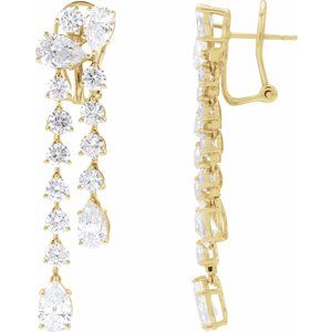 14K Yellow 9 1/2 CTW Lab-Grown Diamond Dangle Earrings-Pair-8 X 5Mm :: 9 1/2 Ctw