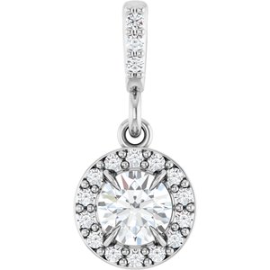14K White 1/3 CTW Lab-Grown Diamond Halo-Style Pendant-Lab-Grown Diamond-4.05Mm :: 1/3 Ctw