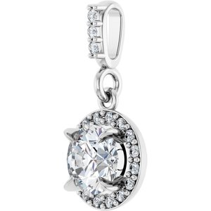 14K White 1/2 CTW Lab-Grown Diamond Halo-Style Pendant-Lab-Grown Diamond-5.2Mm :: 1/2 Ctw