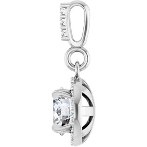 14K White 1/2 CTW Lab-Grown Diamond Halo-Style Pendant-Lab-Grown Diamond-5.2Mm :: 1/2 Ctw