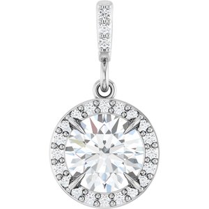 14K White 1 1/8 CTW Lab-Grown Diamond Halo-Style Pendant-Lab-Grown Diamond-6.5Mm :: 1 1/8 Ctw
