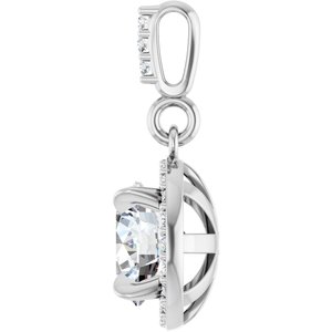 14K White 1 1/8 CTW Lab-Grown Diamond Halo-Style Pendant-Lab-Grown Diamond-6.5Mm :: 1 1/8 Ctw