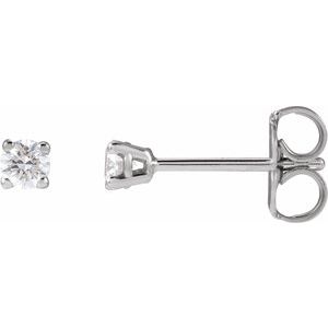 Sterling Silver 2.5 mm Imitation White Cubic Zirconia Earrings-Pair-2.5 Mm