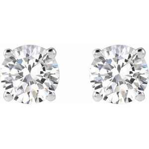 14K White 1 CTW Natural Diamond Earrings-Pair-5Mm :: 1 Ctw