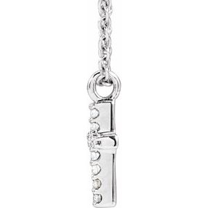 14K White .03 CTW Natural Diamond Cross 18" Necklace-Natural Diamond-.8Mm :: .03 Ctw