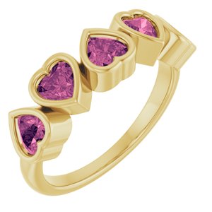 14K Yellow Natural Pink Tourmaline Ring-Heart-4 X 4 Mm