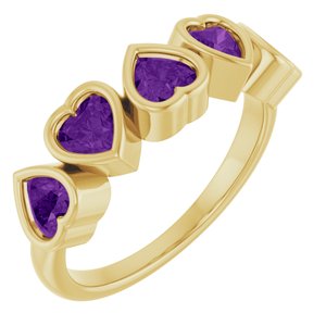 14K Yellow Natural Amethyst Ring-Heart-4 X 4 Mm