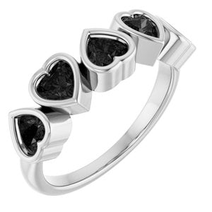 Sterling Silver Natural Black Onyx Ring-Heart-4 X 4 Mm