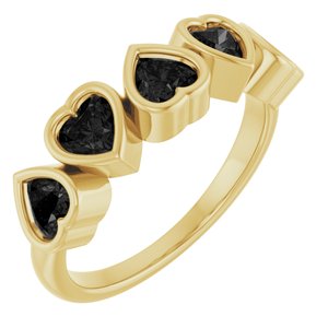 14K Yellow Natural Black Onyx Ring-Heart-4 X 4 Mm