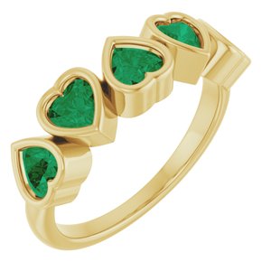 14K Yellow Lab-Grown Emerald Ring-Heart-4 X 4 Mm