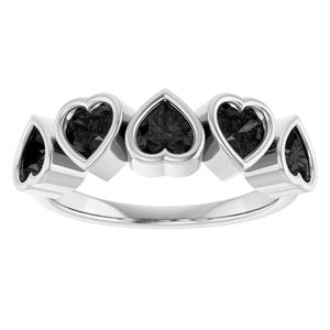 Sterling Silver Natural Black Onyx Ring-Heart-4 X 4 Mm