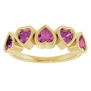 14K Yellow Natural Pink Tourmaline Ring-Heart-4 X 4 Mm