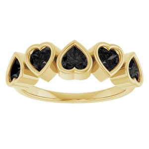 14K Yellow Natural Black Onyx Ring-Heart-4 X 4 Mm