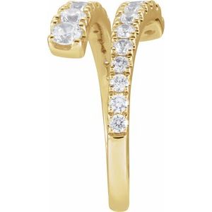 14K Yellow 9/10 CTW Lab-Grown Diamond Bypass Ring-Round-3 Mm