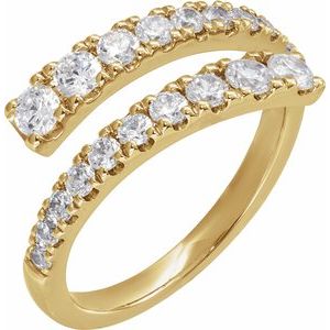 14K Yellow 9/10 CTW Lab-Grown Diamond Bypass Ring-Round-3 Mm