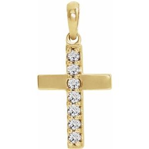 14K Yellow Lab-Grown Diamond Cross Pendant-Lab-Grown Diamond-1.5Mm :: 1/10 Ctw