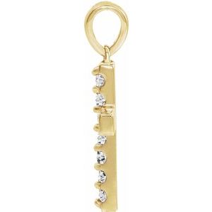 14K Yellow Lab-Grown Diamond Cross Pendant-Lab-Grown Diamond-1.5Mm :: 1/10 Ctw