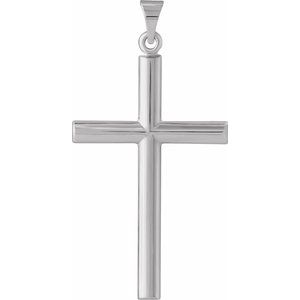 14K White 31.5x20 mm Cross Pendant-Polished